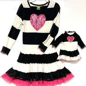 Matching Girl & Doll Striped Heart Dress